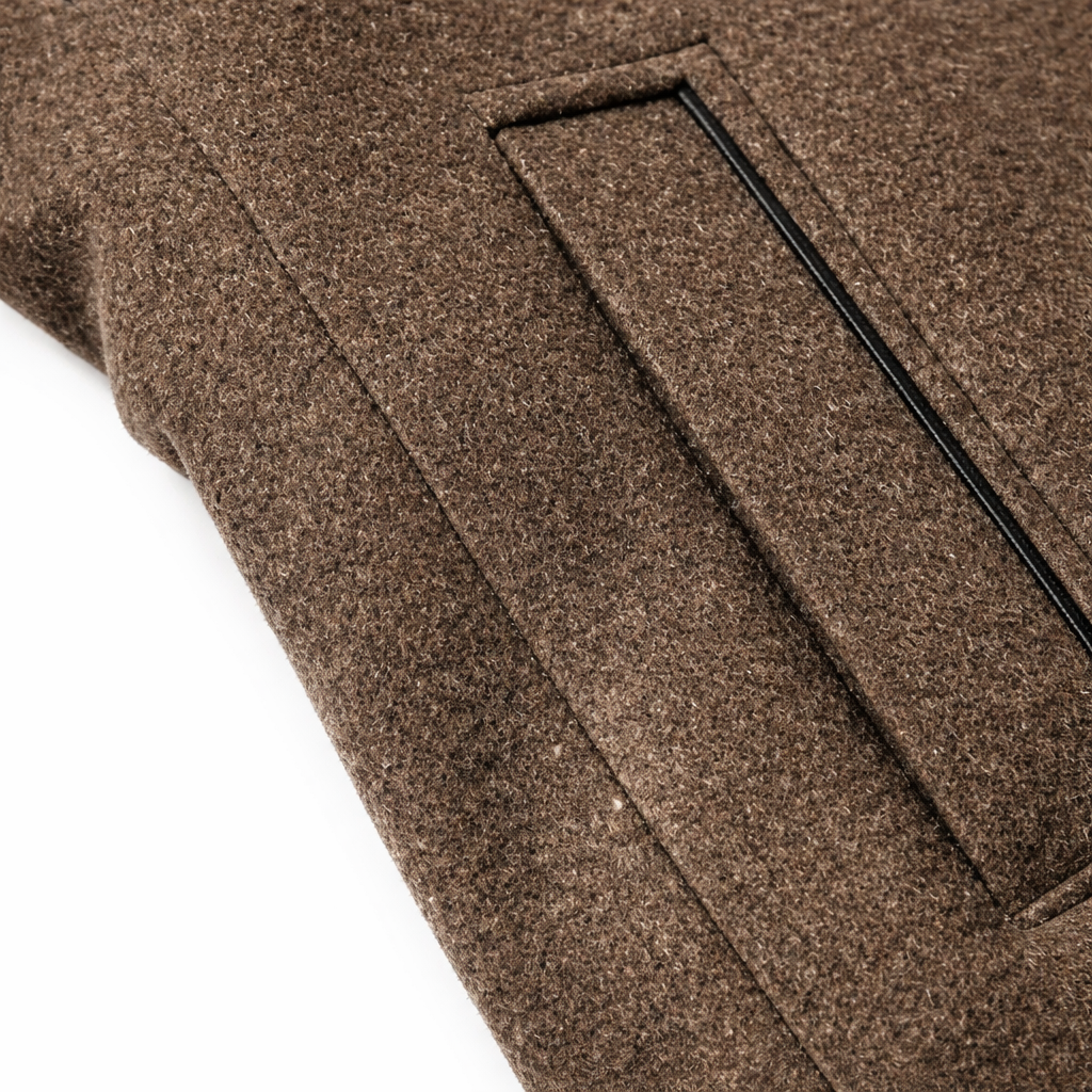 Men's short coat with a stand collar and a padded zip insert