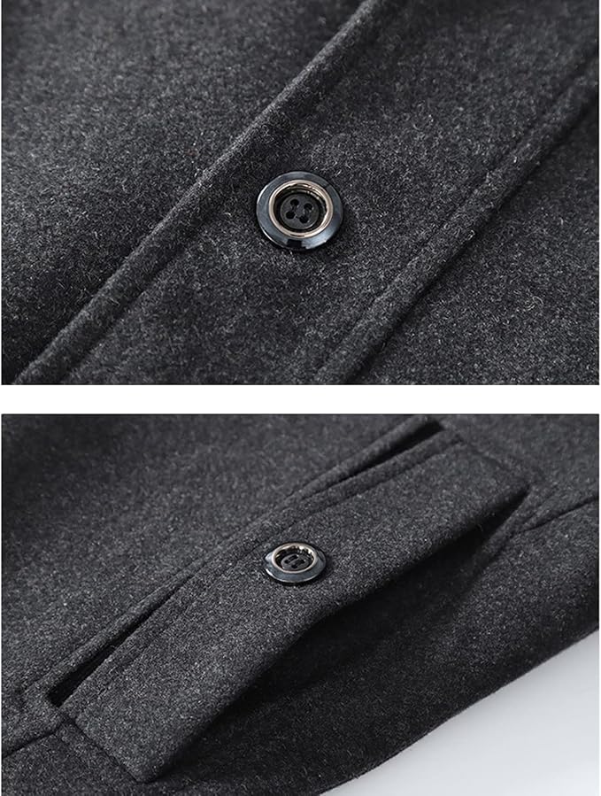 Men's short overcoat with a knitted inner collar and notch lapels