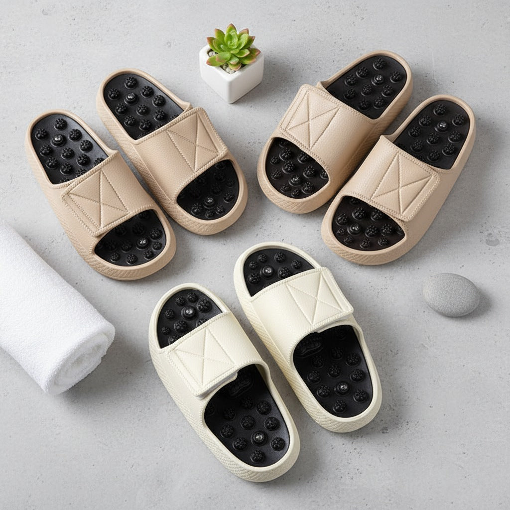 Men's sliders with nubbed footbed, wide hook-and-loop strap and thick sole - view 8