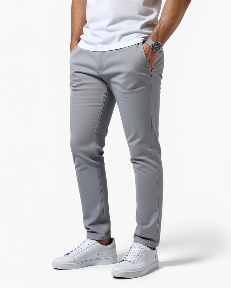 Men's slim fit chino trousers with light stretch and a tapered leg - light grey