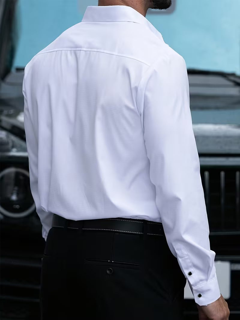 Men's slim fit stretch shirt with a point collar - view 3