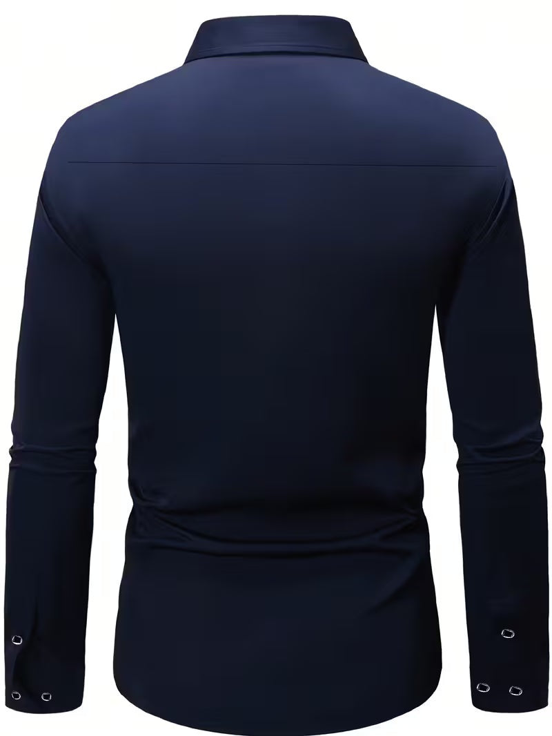 Men's slim fit stretch shirt with a point collar - view 9