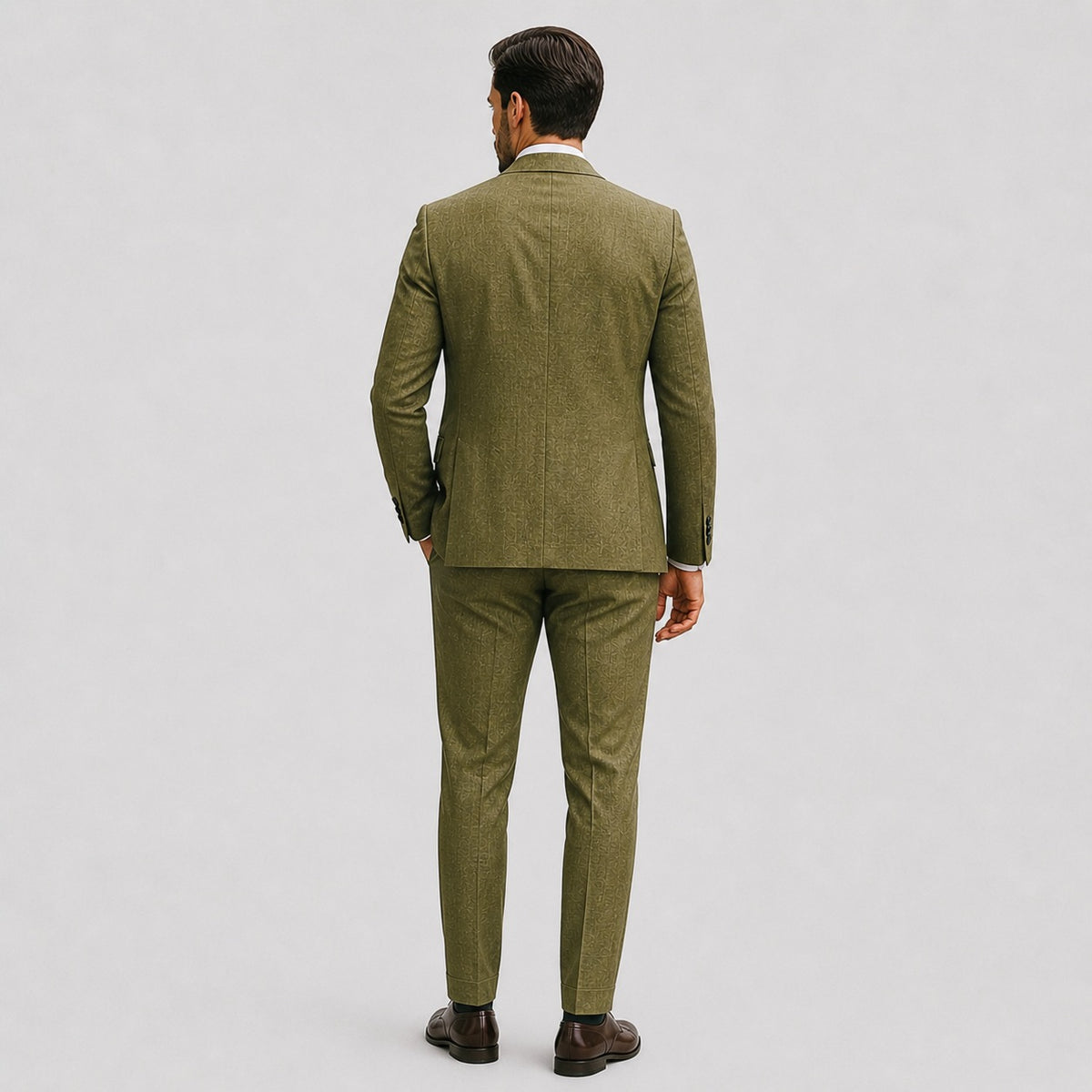 Men's slim fit linen-look suit with jacket and trousers - view 4