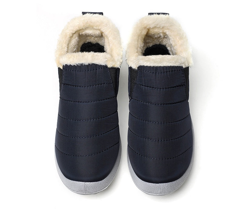 Men's slip-on winter boot with a plush collar, light grey tread sole and quilted upper - view 6
