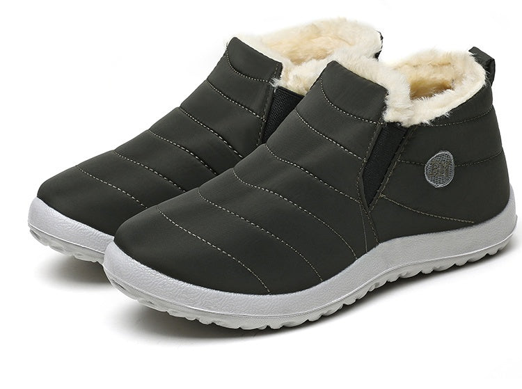 Men's slip-on winter boot with a plush collar, light grey tread sole and quilted upper - view 8