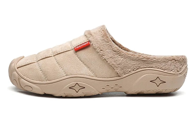Men's slippers in a suede look with stitched check, small tab, plush lining and toe cap - view 6