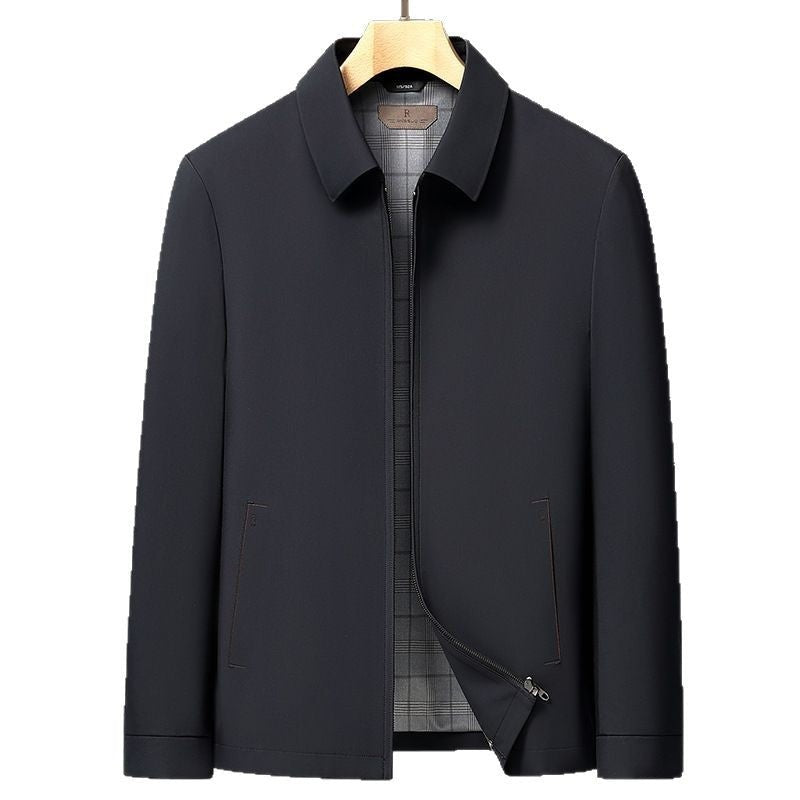 Men's smart zip jacket with a shirt collar and check lining
