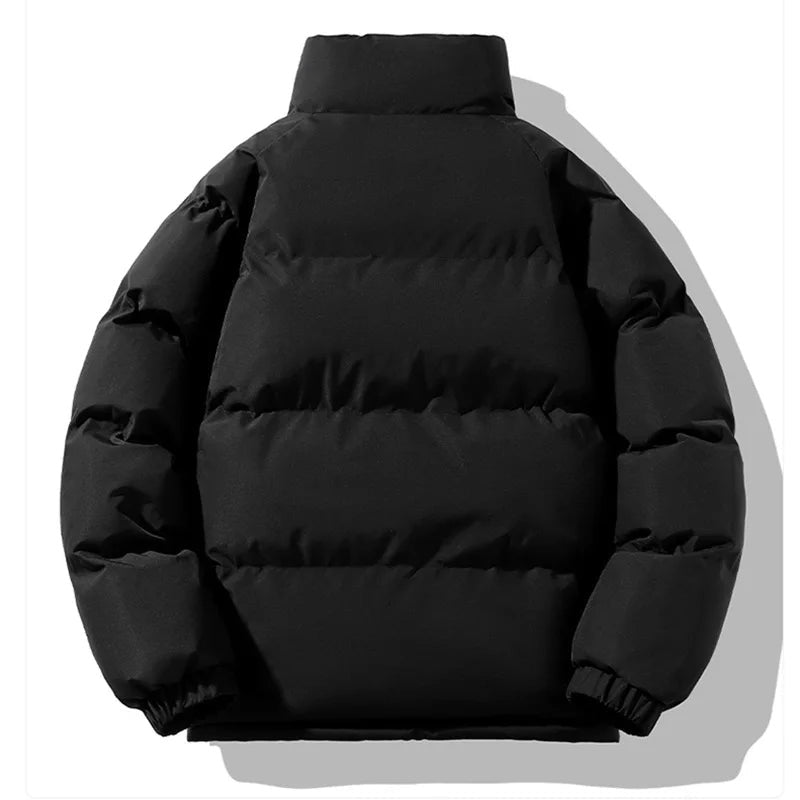 Men's puffer jacket with a fleece lining and stand collar - view 7