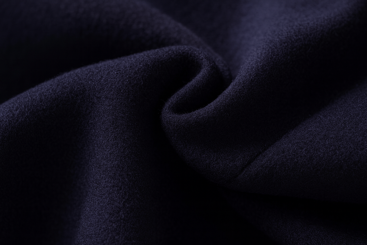 Men's stand collar coat in a wool blend with a knitted neck insert