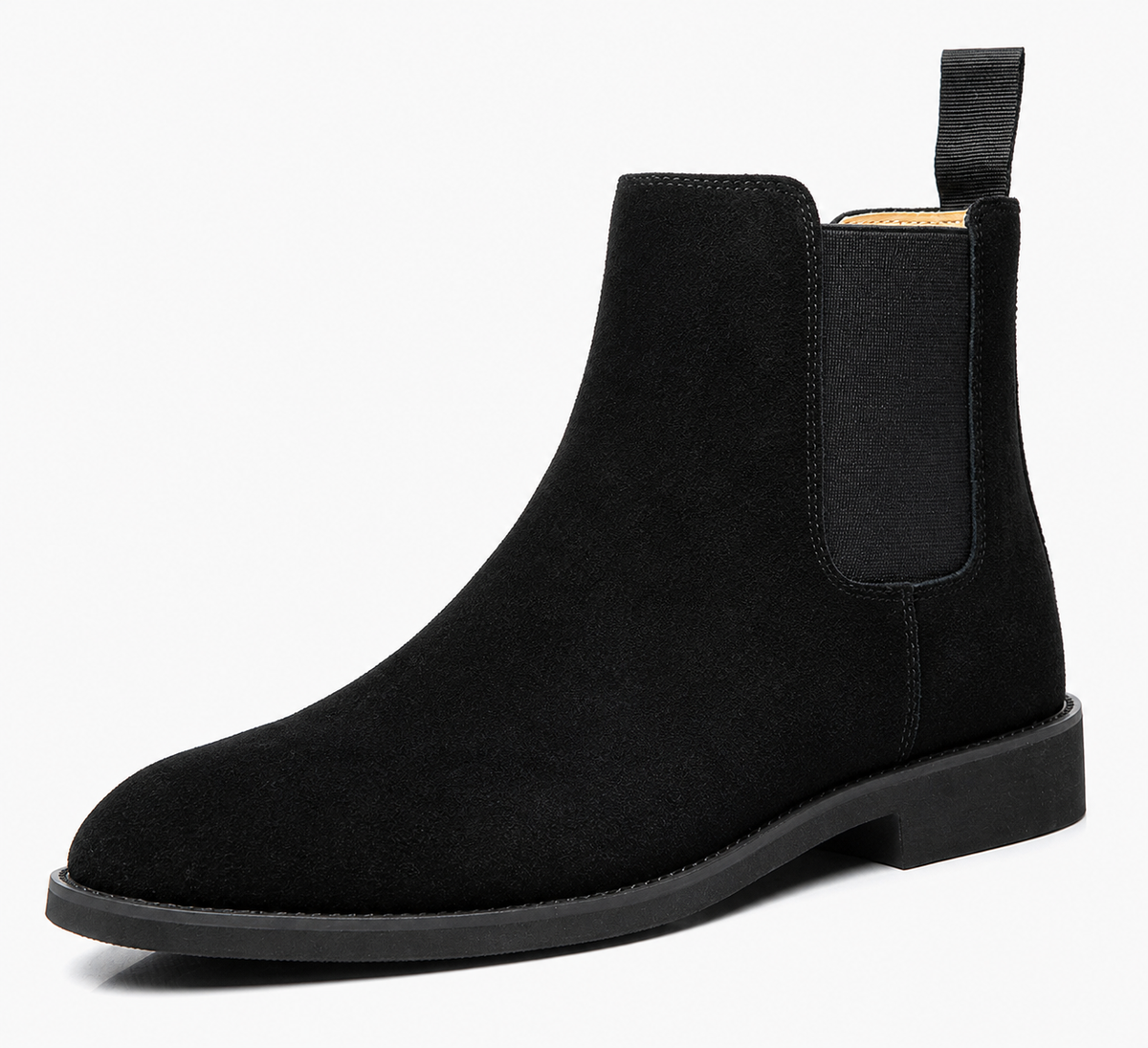 Men's suede-look Chelsea boots with elastic side panels - black