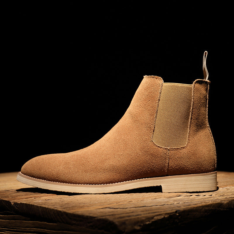 Men's suede-look Chelsea boots with elastic side panels