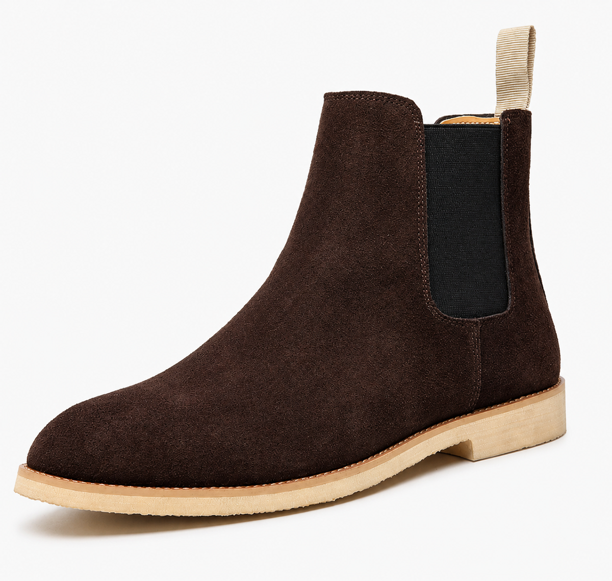 Men's suede-look Chelsea boots with elastic side panels - dark brown