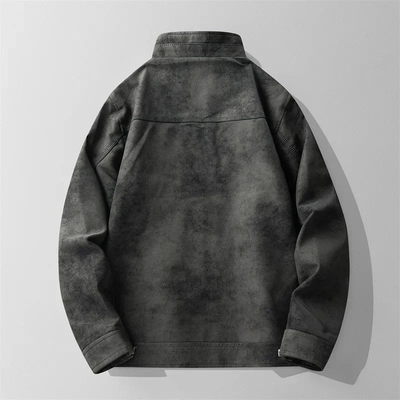 Men's suede-look jacket with a stand collar, fleece lining and zip pockets - view 4