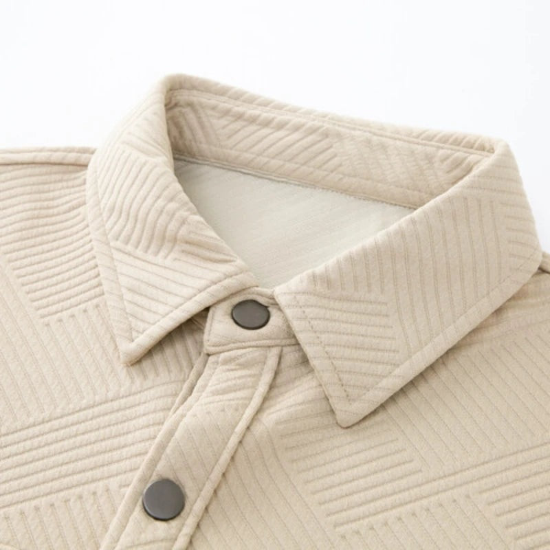 Men's textured overshirt with press studs and two chest pockets - view 4