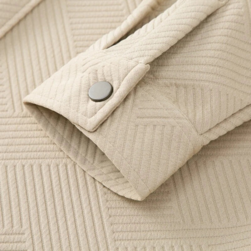 Men's textured overshirt with press studs and two chest pockets - view 5