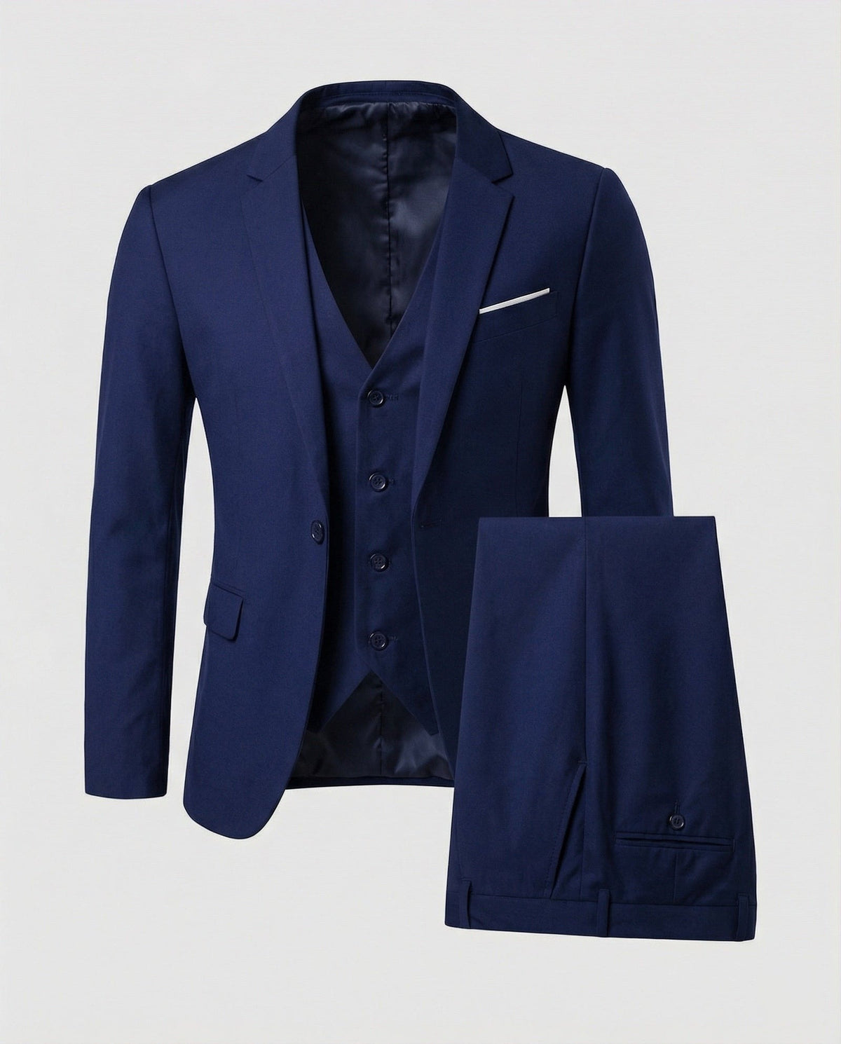 Men's three-piece suit with jacket, waistcoat and trousers - navy