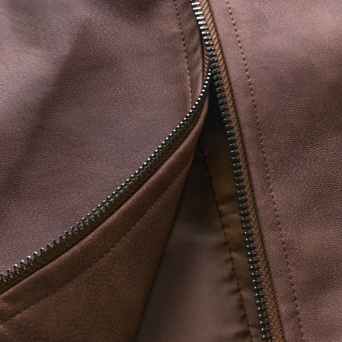 Men's vintage faux suede jacket with a shirt collar and full-length zip - view 6