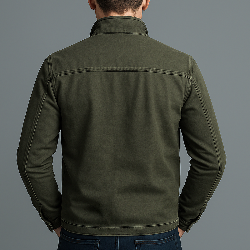 Vintage zip jacket for men with stand collar, full zip and two zipped chest pockets