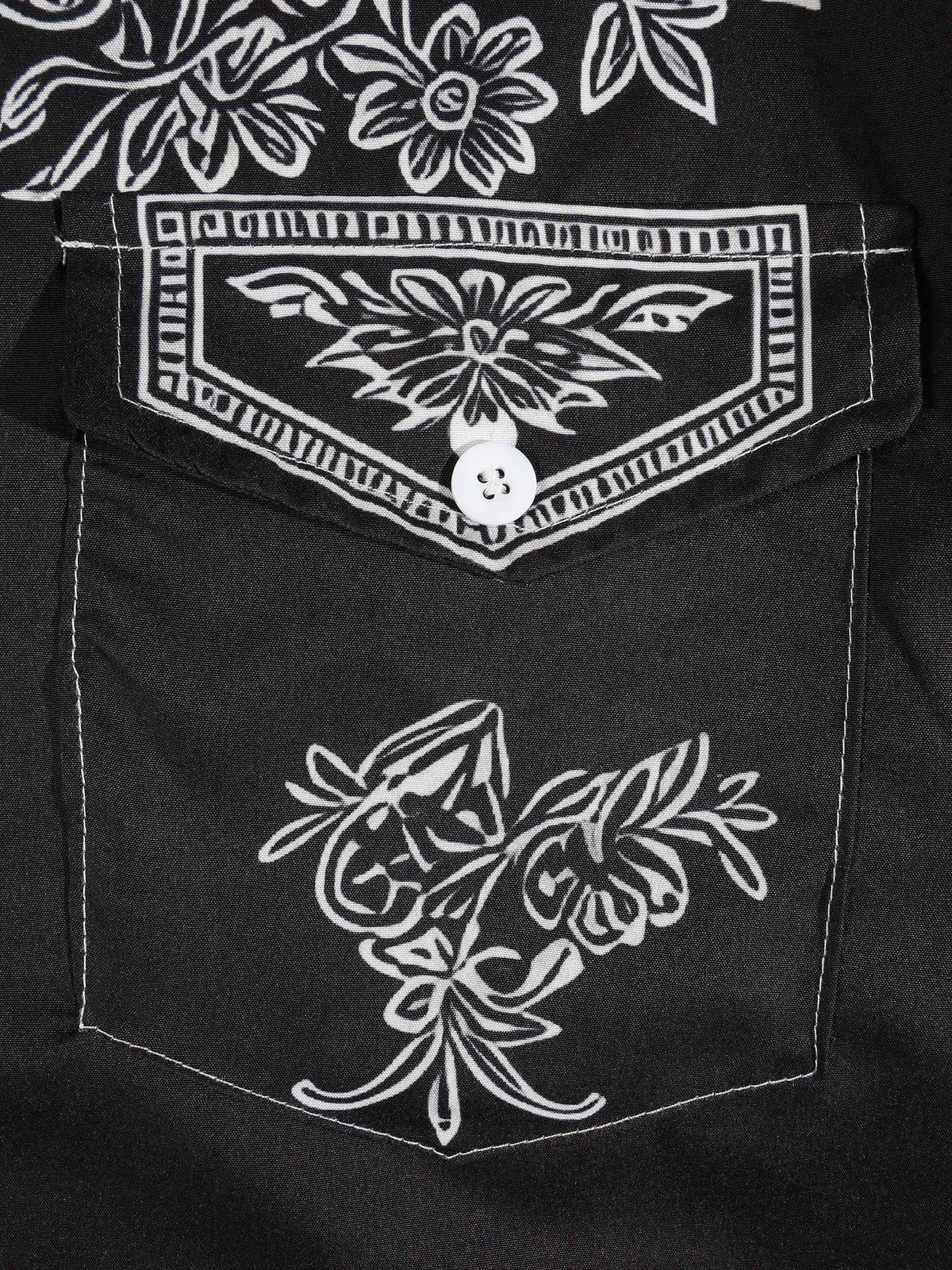 Men's western shirt with a floral print and chest pockets with flaps - view 7