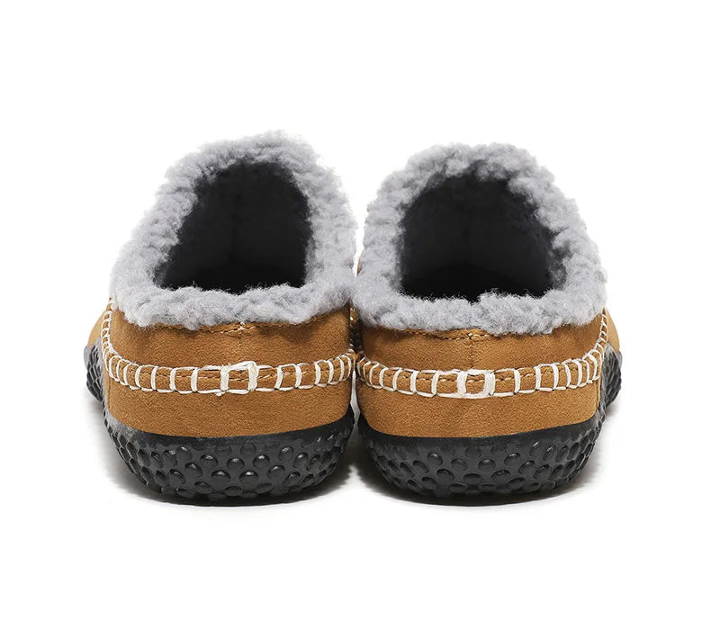 Men's mule slippers in a suede look with teddy lining and whipstitch trim along the sole - view 20