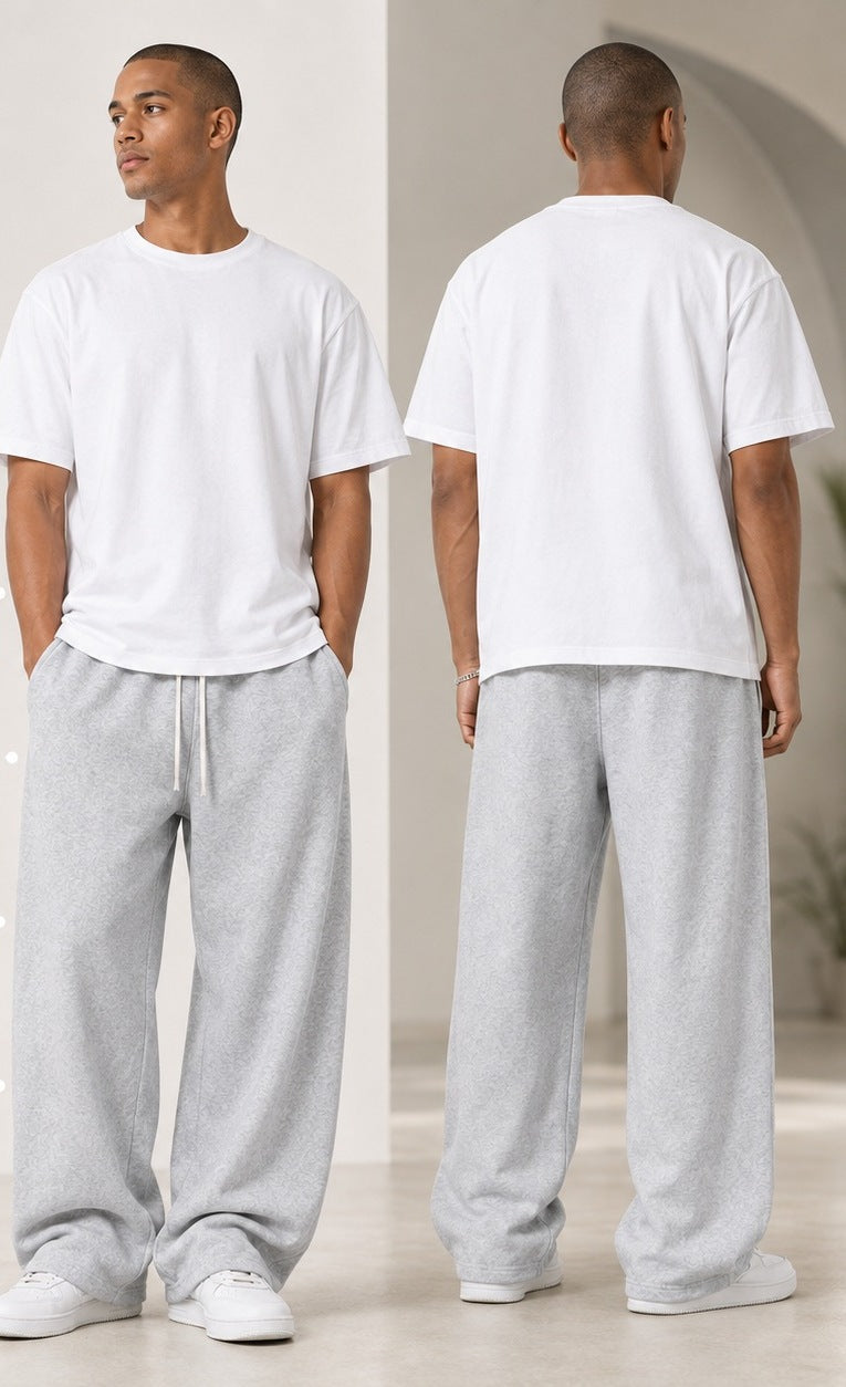 Men's wide-leg joggers with a straight leg and drawcord waist - view 5