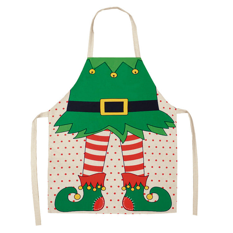 Novelty Christmas apron with a costume print across the front and a neck loop - elf legs