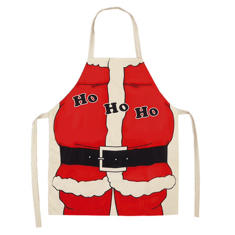 Novelty Christmas apron with a costume print across the front and a neck loop - santa suit ho ho ho