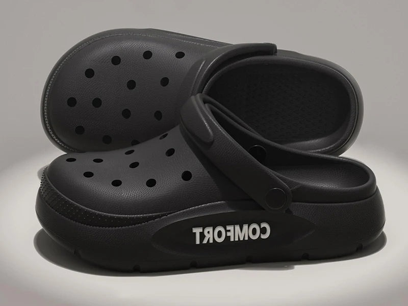 Clogs in EVA with a closed toe, vent holes, platform sole and heel strap - view 5