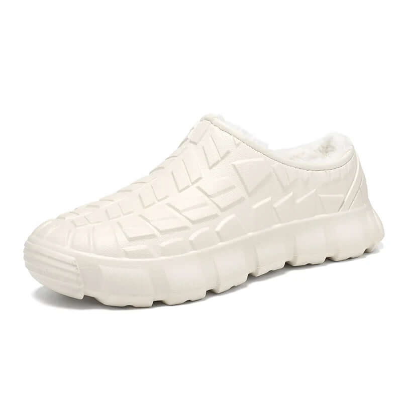 Platform slippers in EVA with a tread-pattern upper and plush lining - cream