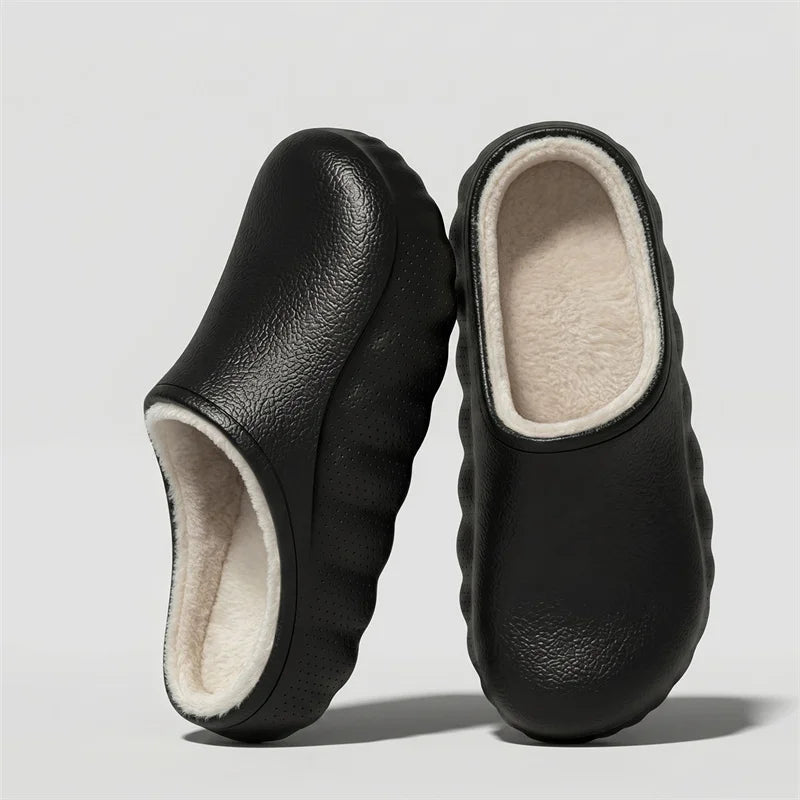EVA slippers with a closed toe, open heel, plush lining and a wavy sole - view 2