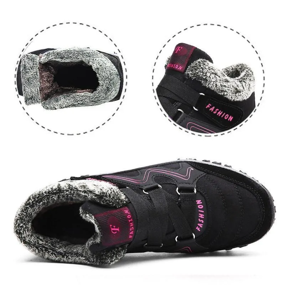 Women's plush-lined winter trainers with hook-and-loop straps