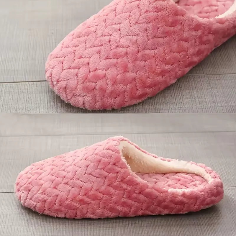 Plush slippers with a zigzag texture and open back for women and men - view 3