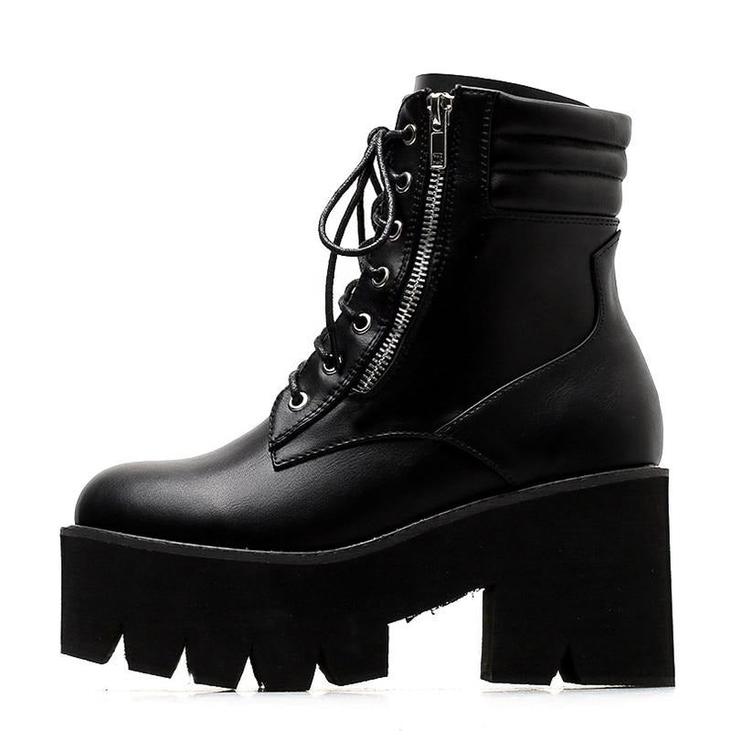 Women's waterproof chunky heel boots side view