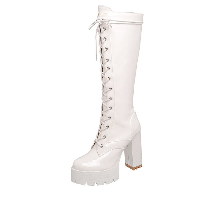Women's platform ankle boots with chunky heel – side view