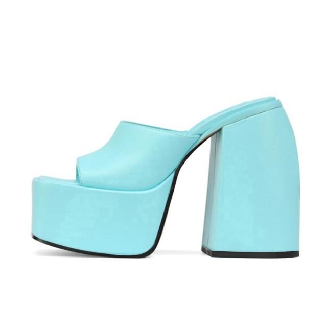 Women's leather platform heels sole and platform view
