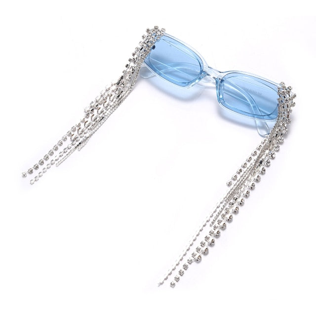 Women's Rhinestone Sunglasses – Tassel Statement Everyday – close-up detail