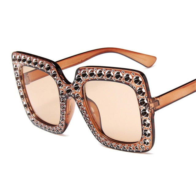 Women's Oversized Crystal Sunglasses – Glamour Style – full length view