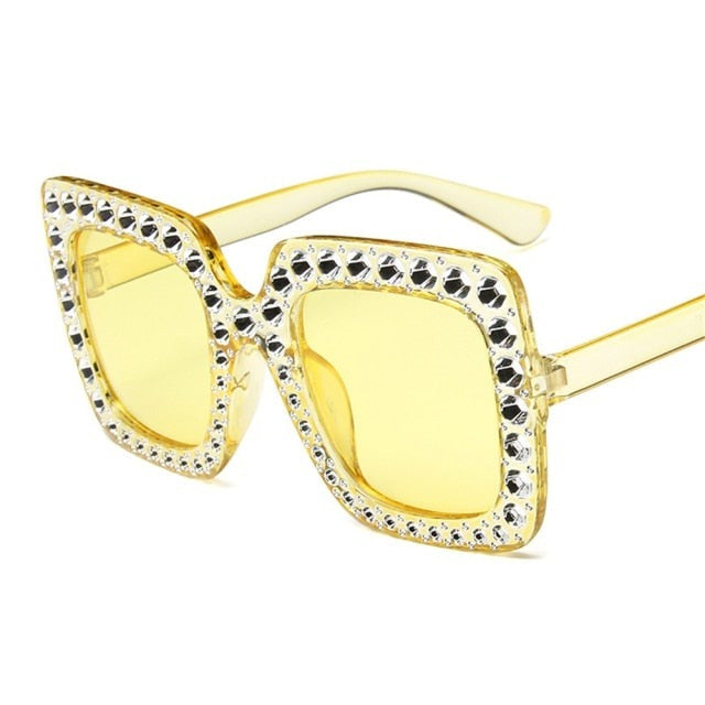 Women's Oversized Crystal Sunglasses – Glamour Style – feature detail