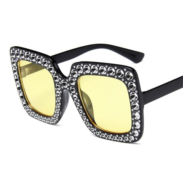 Women's Oversized Crystal Sunglasses – Glamour Style – alternative view