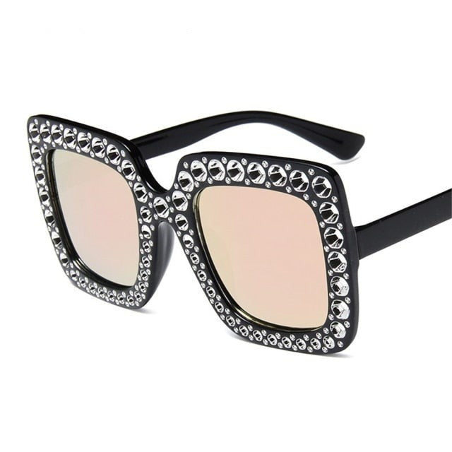 Women's Oversized Crystal Sunglasses – Glamour Style – front view