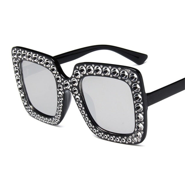 Women's Oversized Crystal Sunglasses – Glamour Style – product view