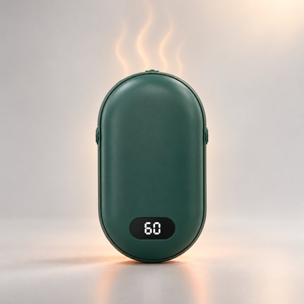 Rechargeable hand warmer with a digital temperature display - dark green