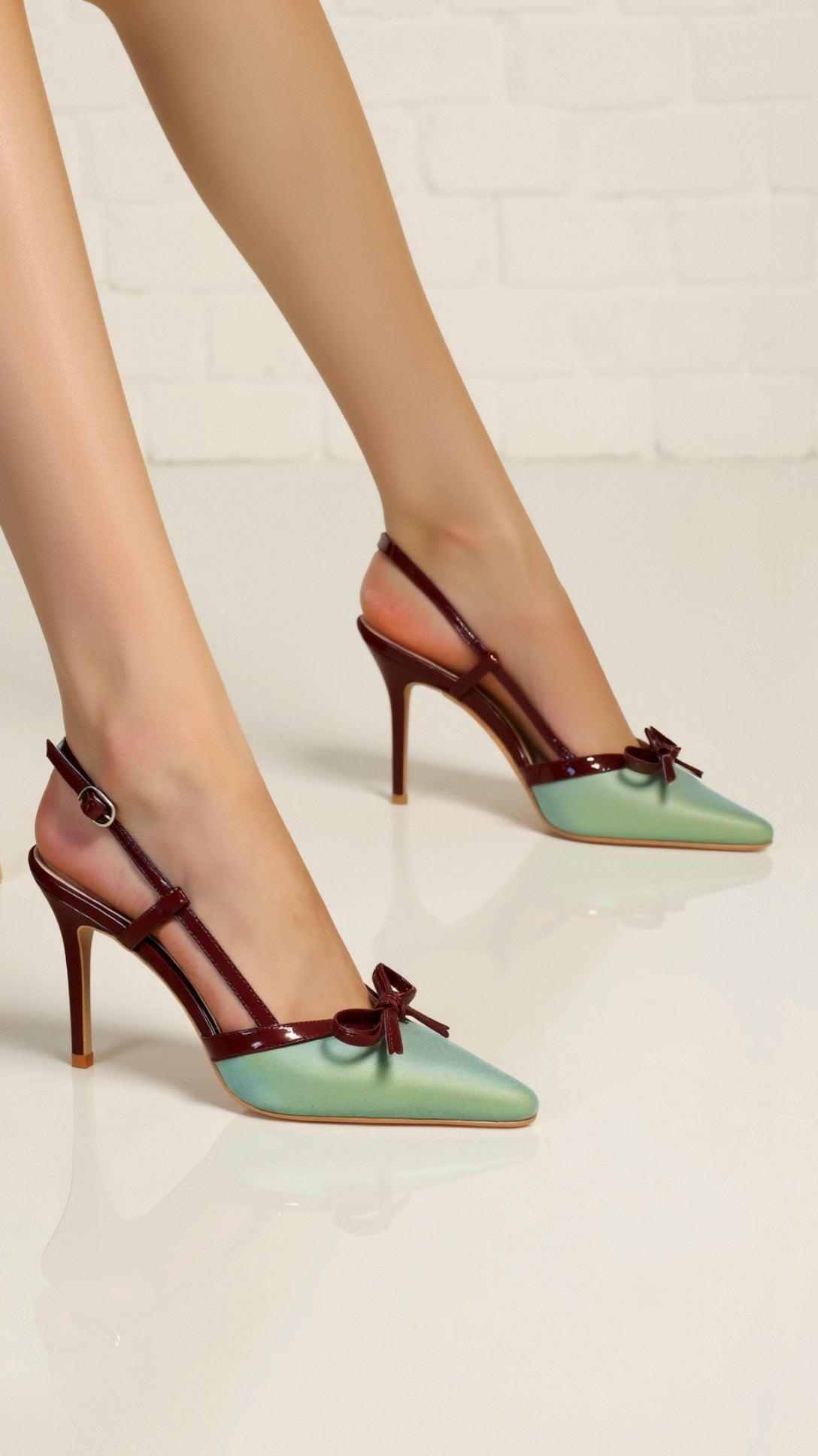 Women's Satin Bow Court Shoes - side view | SAINT DOR