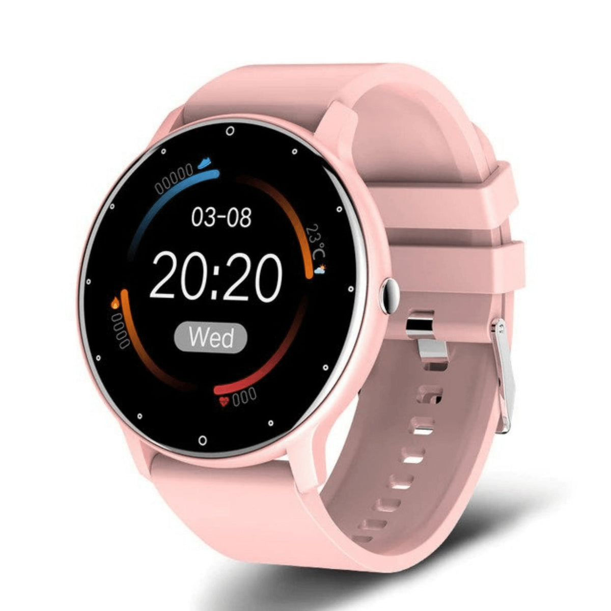 Round smartwatch with a 1.39-inch touchscreen and Bluetooth calling - pink