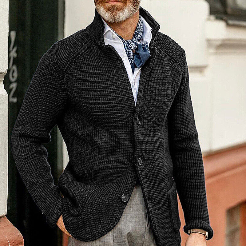Men's knitted cardigan jacket in Black