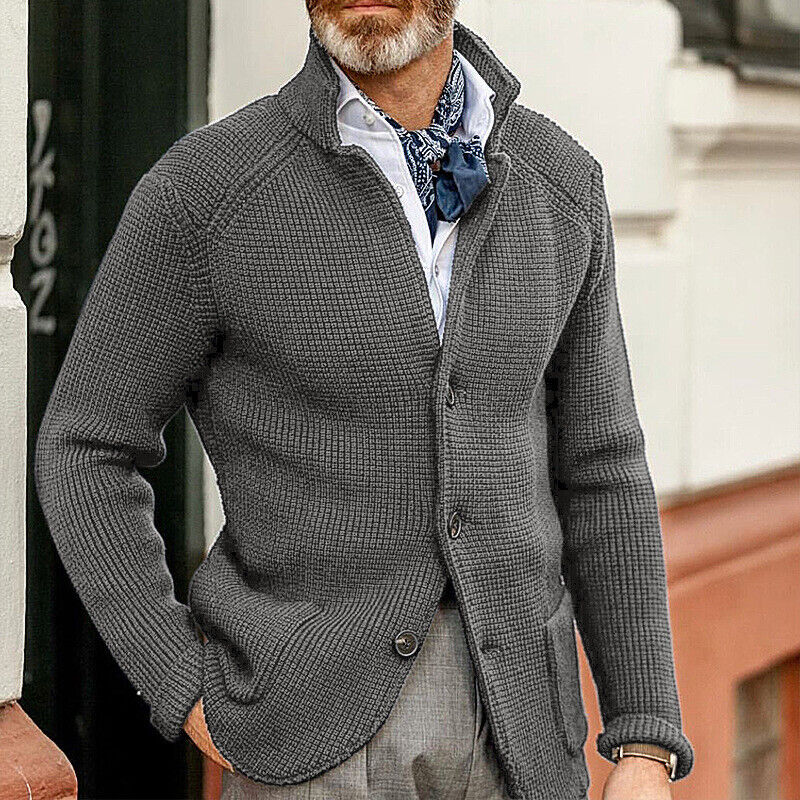 Men's knitted cardigan jacket in Grey