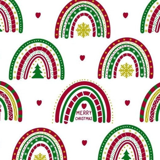 Self-adhesive Christmas wallpaper on a 45 cm wide roll with a festive print - christmas rainbows