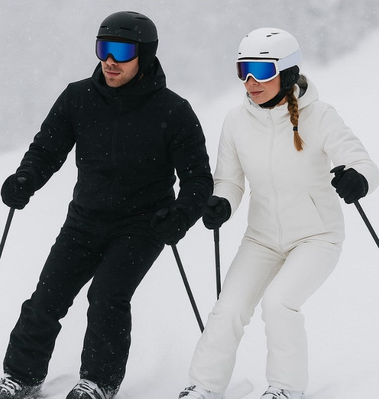 Ski goggles with a double blue mirrored lens, foam padding and an adjustable strap - view 2