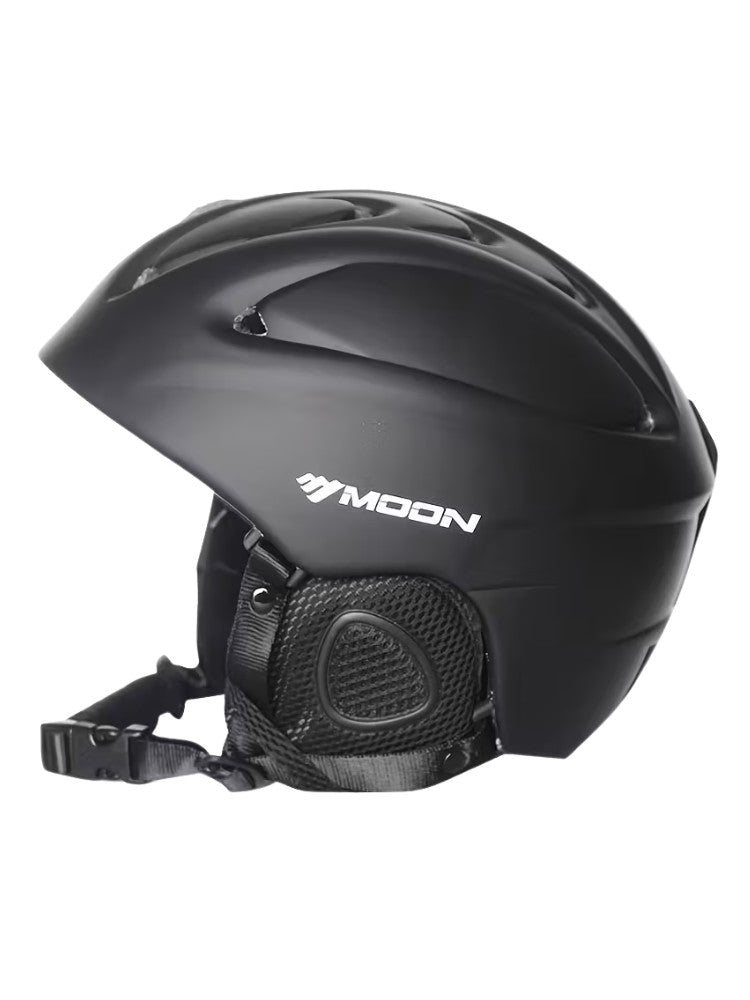 Ski helmet with a hard outer shell, vents and removable ear pads - black