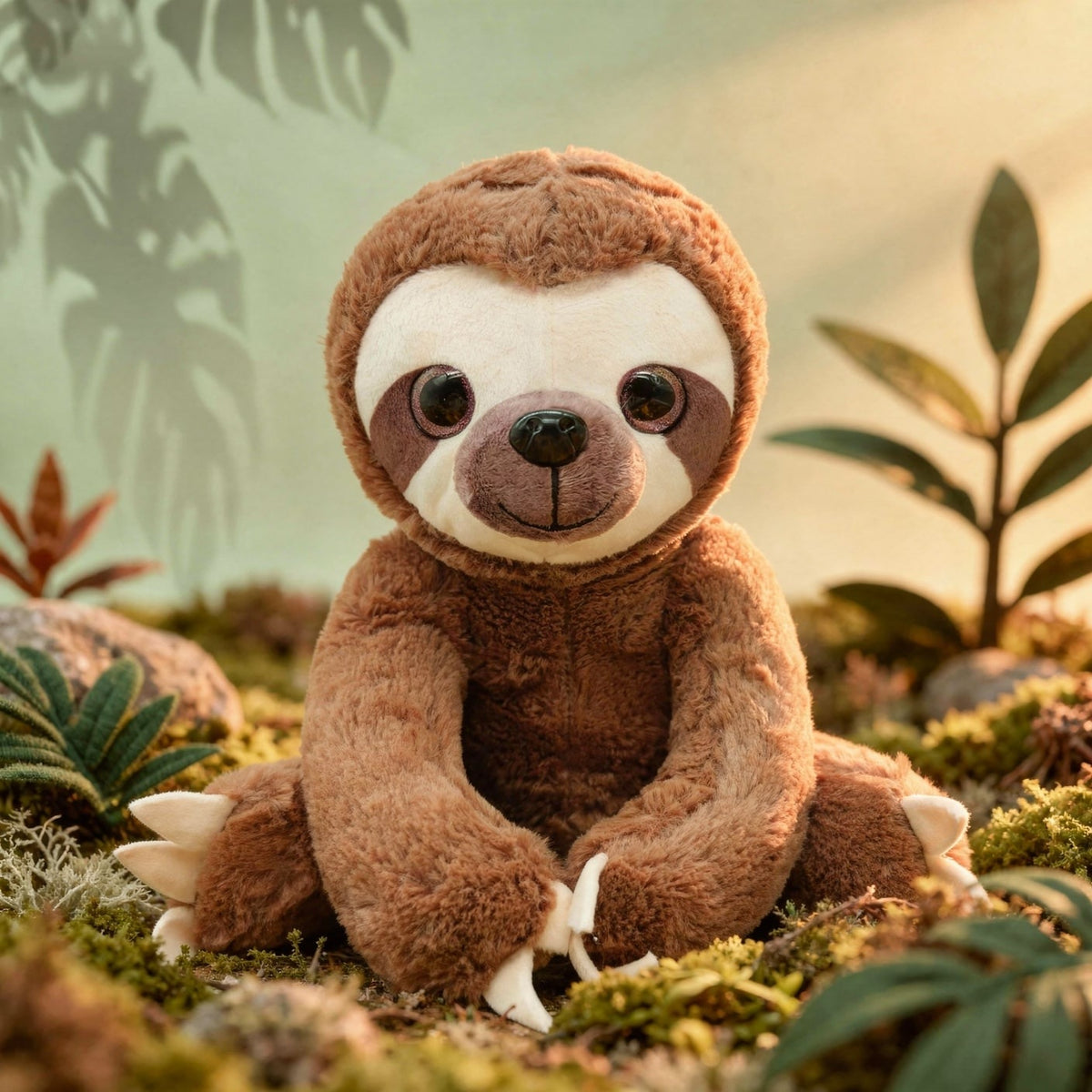 25 cm sloth soft toy with soft claws - brown